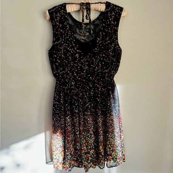 Confetti Print Fit and Flare Party Dress - Picture 11 of 13